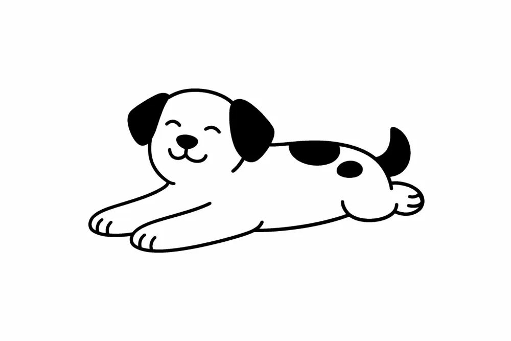 Ontspannen oudere hond die rustig ligt te rusten — oppas tijdens vakantie in Hoorn