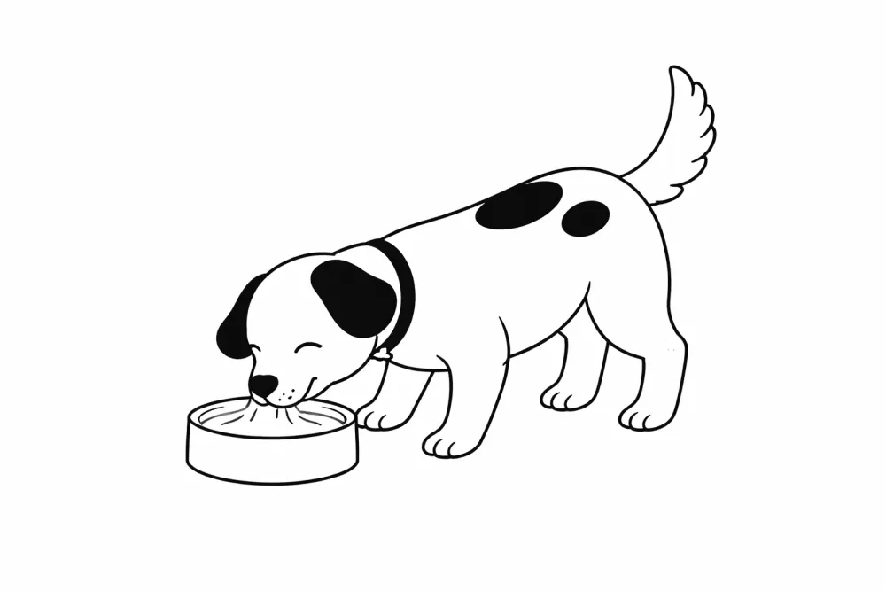 Puppy drinkt water uit een bak na een sessie puppytraining in Hoorn